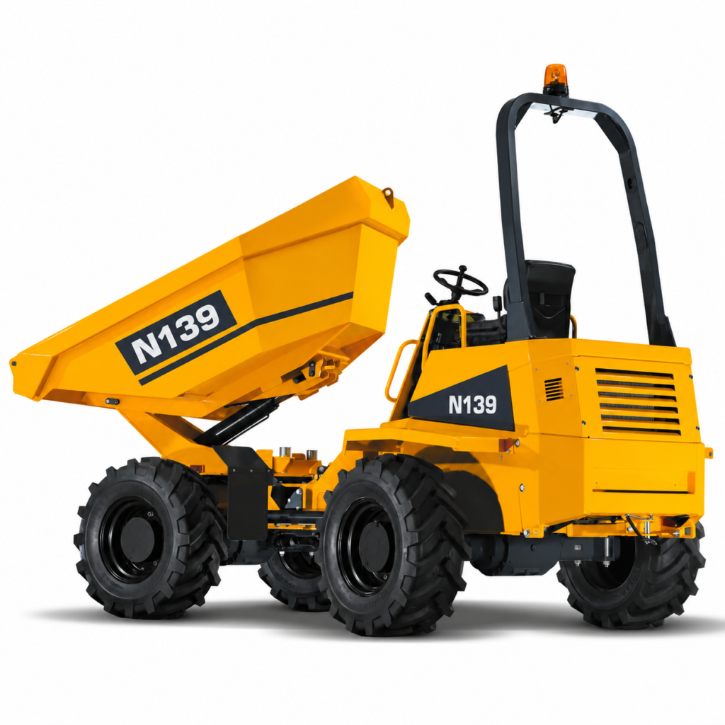 N139 forward tipping mini dumper with its skip raised